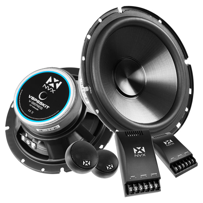 VSP65KIT 750W Peak (250W RMS) 6.5" V-Series 2-Way Component Speakers with 25mm Silk Dome Tweeters