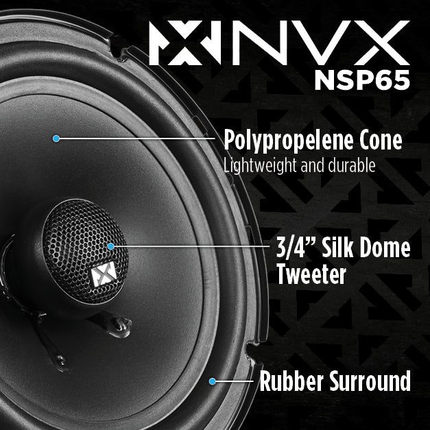 NSP65 540W Peak (180W RMS) 6.5" N-Series 2-Way Coaxial Speakers with 20mm Silk Dome Tweeters