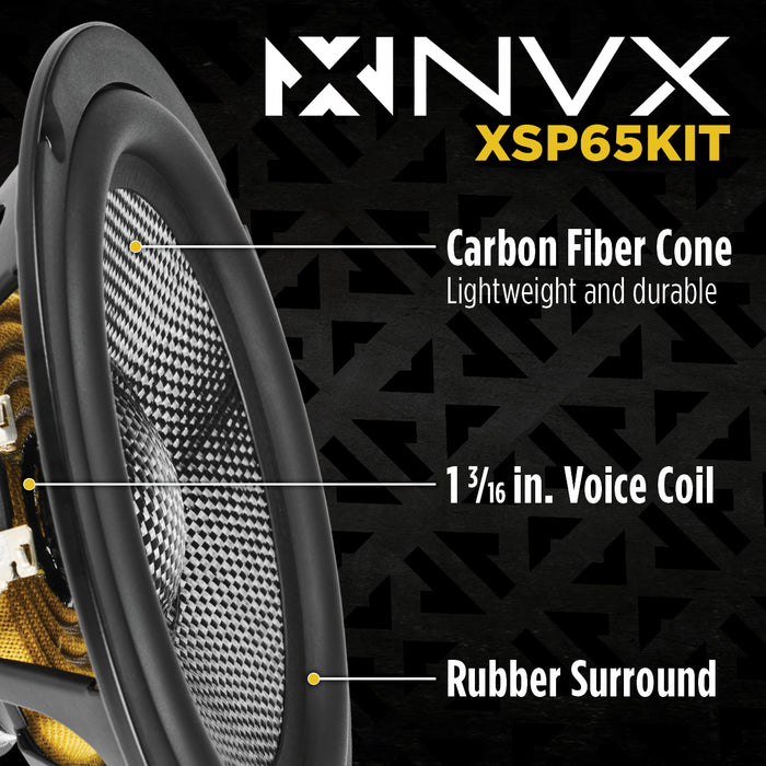 XSP65KIT 600W Peak (200W RMS) 6.5" X-Series 2-Way Component Speakers with Carbon Fiber Cones and 25mm Silk Dome Tweeters