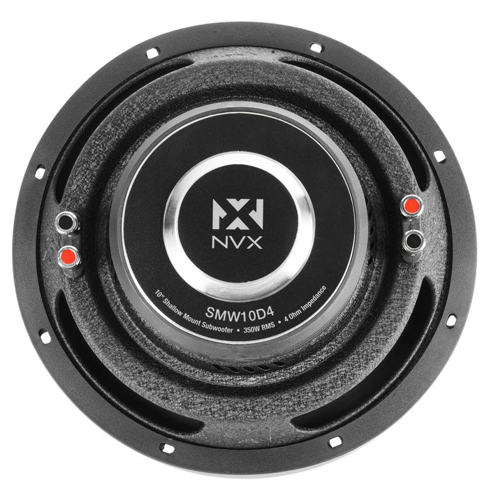 SMW10D4 700W Peak (350W RMS) S-Series Shallow-Mount 10" Dual 4-Ohm Subwoofer