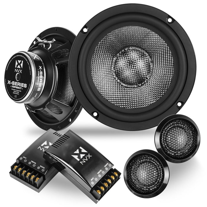 XSP65KIT 600W Peak (200W RMS) 6.5" X-Series 2-Way Component Speakers with Carbon Fiber Cones and 25mm Silk Dome Tweeters